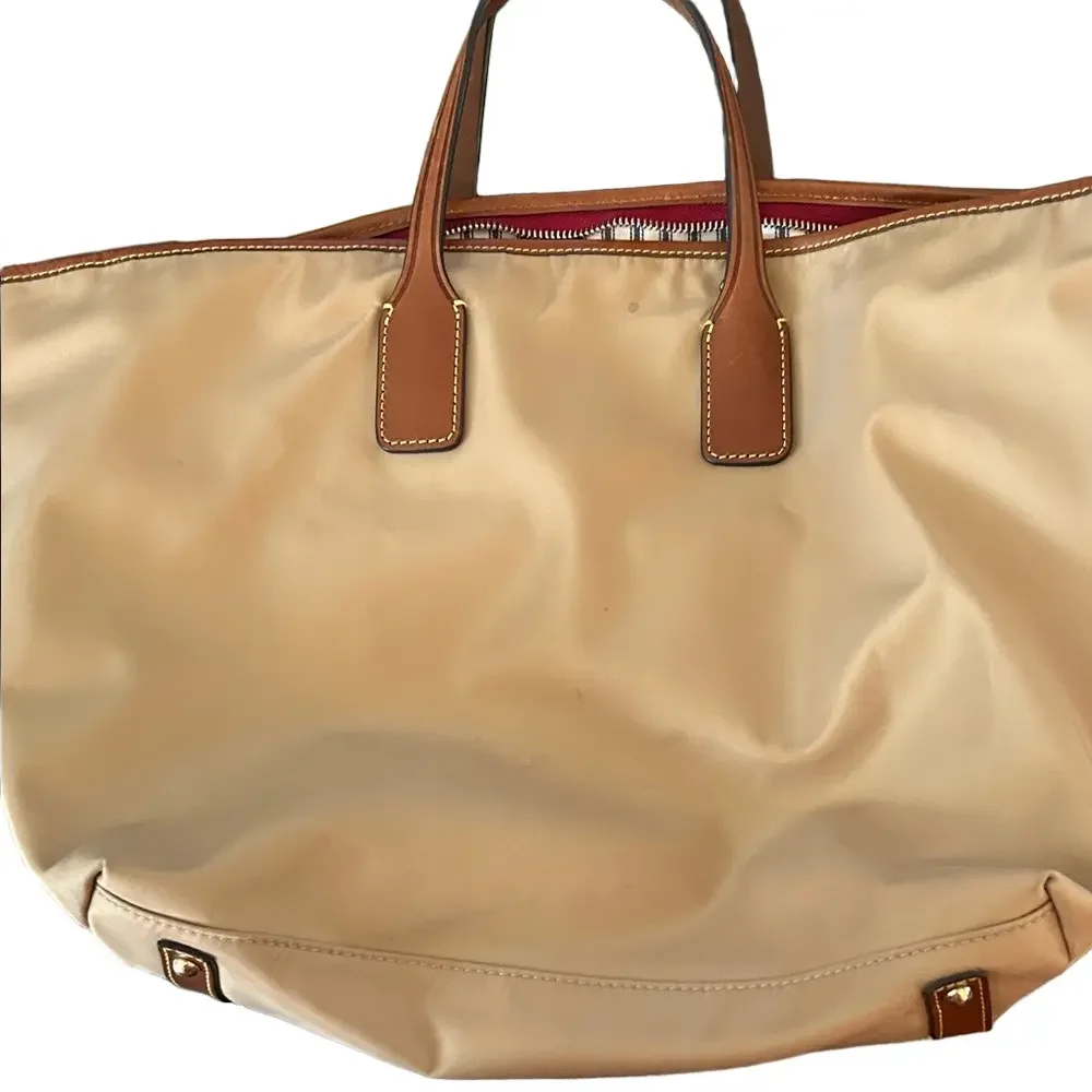 Authentic Dooney and Bourke camel Wayfarer large convertible Tote Bag